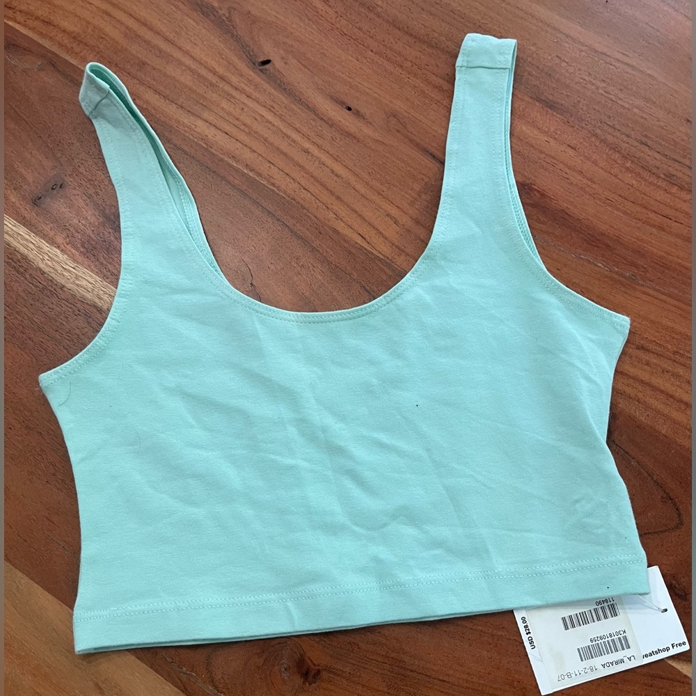 NWT American Apparel Cotton Spandex Cropped Tank in Mint Menthe - Size S